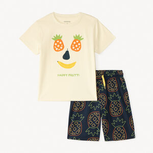 Set van 2-delig pyjama t-shirt + korte broek met ananasprint voor jongen 
