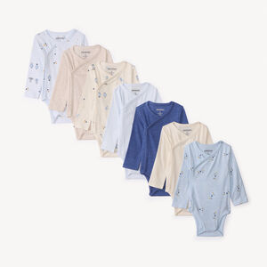 Lot de 7 bodies manches longues fantaisie pour bébé garçon avec ouvertures différentes selon l'âge  