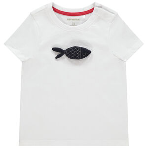 T-shirt manches courtes en coton bio print poisson pour bébé garçon 