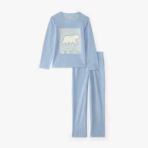 Pyjama 2-delige set van fluweel voor jongens met berenprint 