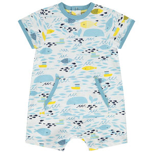 Korte jumpsuit in fantasie jersey voor babyjongen 
