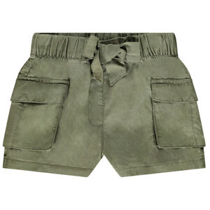 Korte cargo short in lyocell met zakken voor meisjes 