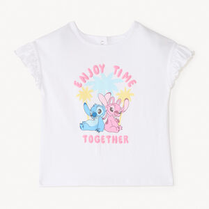 T-shirt met korte mouwen met Stitch en Angel print van Disney voor meisjesbaby. 