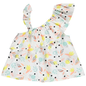 Tuniek met asymmetrische snit en bladerenprint voor meisjes 