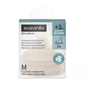 Lot de 2 tétines en silicone anti-colique Zero.Zero débit moyen M Light 