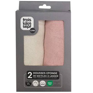 Lot de 2 housses pour matelas à langer - Sable/Vieux rose - 50x70 cm 