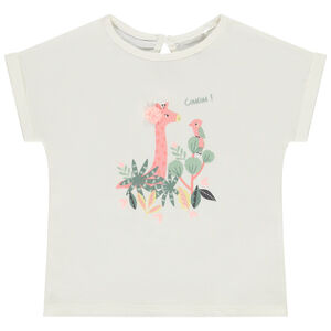 T-shirt manches courtes motif girafe pour bébé fille 