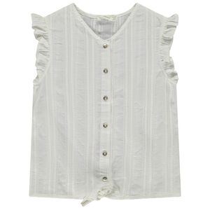 Chemisier manches courtes volantées à nouer pour fille 