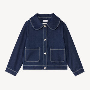 Veste en jean fille avec col claudine 