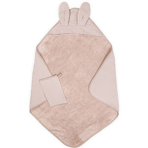Cape de bain + gant de toilette éponge gaufré - Vintage Pink - 75x75 cm 