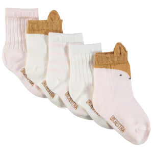 Set van 5 paar sokken met vos voor babymeisjes 