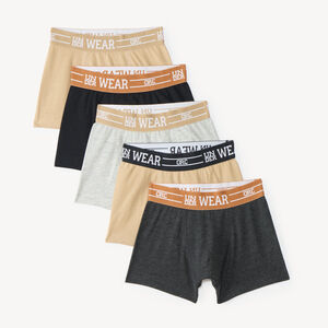 Set van 5 effen boxers voor jongens 