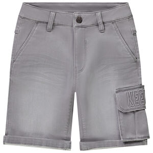 Bermuda jeans effect met opgestikte zak voor jongen 