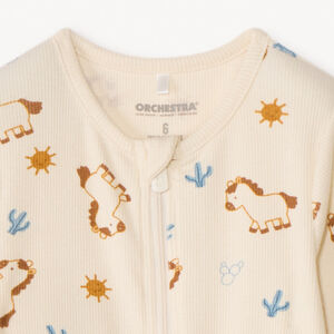 Dons-bien geribbelde met paardenprint voor jongensbaby 