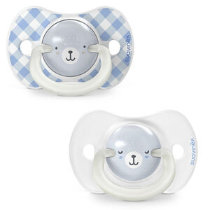 Sucette silicone symetriques sxpro 6/18m wild&free night and day bleu x2 