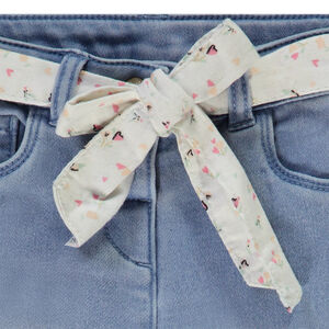 Rechtdoorlopende jeans met een gedrukte strikceintuur voor babymeisjes 