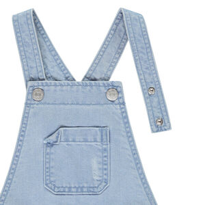 Korte jeanssalopette met opengewerkte riem voor meisjes 