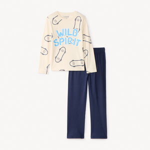 Set pyjama lang in jersey met skatemotieven voor jongens 