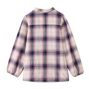 Blouse met lange mouwen van stof met ruitjesprint en volant voor meisjes 