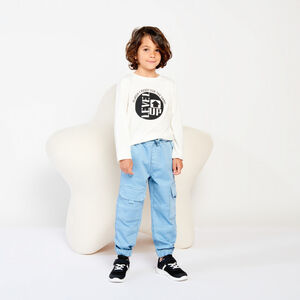 Jean jogger style cargo uni à poches pour garçon 