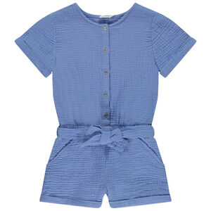 Combishort en gaze de coton avec ceinture à nouer pour fille 