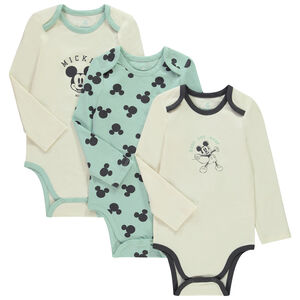 Set van 3 lange mouwen bodies Mickey Disney voor babyjongens met verschillende openingen naar leeftijd 