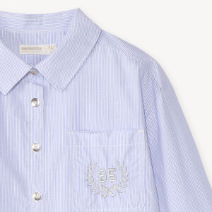 Langarmige gestreepte meisjesblouse met zilveren details 
