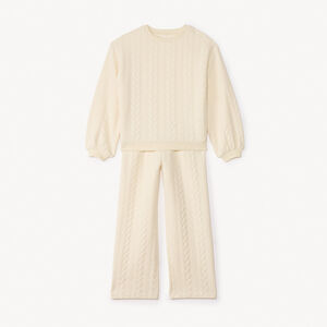 Joggingset in effen gedraaid jacquard voor meisjes 