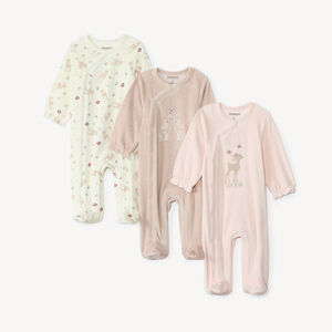 Lot de 3 dors-bien Biche en velours pour bébé fille avec ouvertures différentes selon l'âge 