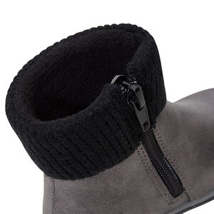 Bottines argentées avec patch fleur et col en tricot 