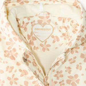 Parka rubber baby girl met capuchon en luipaardprint 