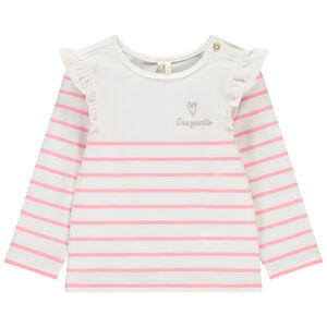 Marinière à volants et broderie dorée pour bébé fille 