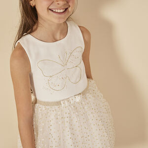 Robe de cérémonie en crêpe et tulle pour fille 