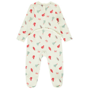 Pyjama in fluweel met fantasiedruk dennenboom voor baby 