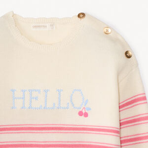 Pull à rayures en tricot motifs fantaisie fille 