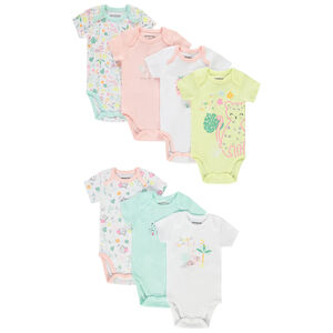 Set van 7 bodies met korte mouwen in dierenprint voor meisjes 