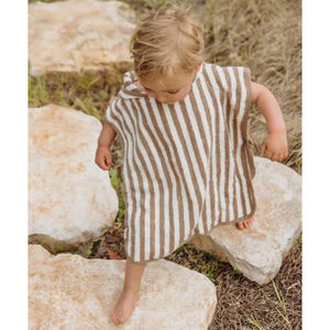 Poncho de bain éponge jacquard - Fat Stripe Taupe - 1/3 ans 