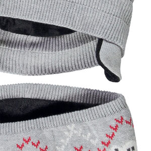 Gebreid muts en snood met beer voor baby jongen 