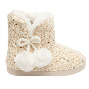 Chaussons bottes en maille à sequins fourrés pour fille 