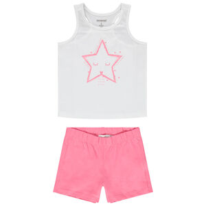 Pyjama met sterrenprint en roze short 
