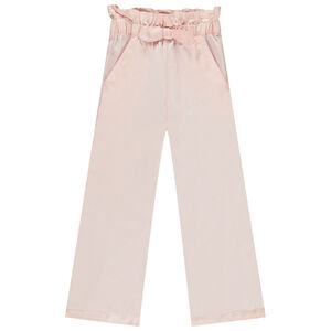 Pantalon large coupe paper bag avec nœud pour fille 