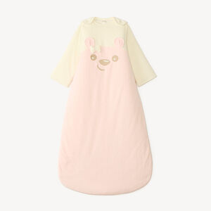 Velours slaapzak met afneembare mouwen, borduursel met teddybeer, TOG 3 voor meisjesbaby. 