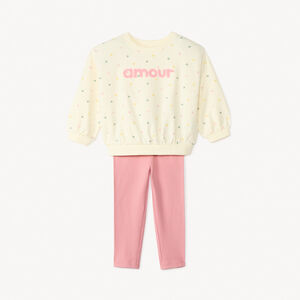 Jogging set van 2 delen met harten: sweatshirt + legging voor baby meisje 