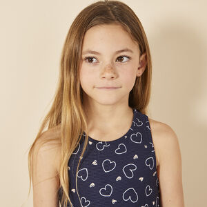 Mouwloze bedrukte en geruchede jurk met gekruiste rug voor meisjes 