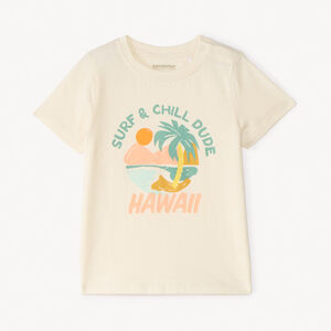 T-shirt met korte mouwen in effen kleur met fantasiedruk voor babyjongen 