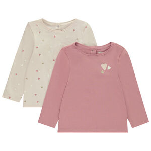 Lot de 2 t-shirts manches longues fantaisie pour bébé fille 