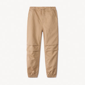 Pantalon uni en toile avec taille élastiquée pour garçon 