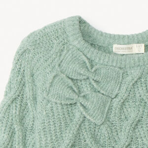 Pull manches longues en tricot et nœuds fantaisies fille 