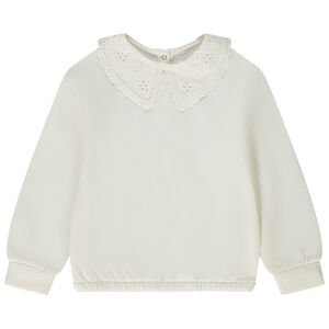Sweat avec col claudine en broderie anglaise pour fille 