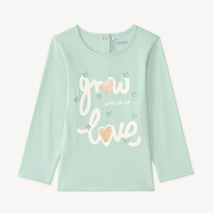 T-shirt manches longues bébé fille print pailleté fantaisie 